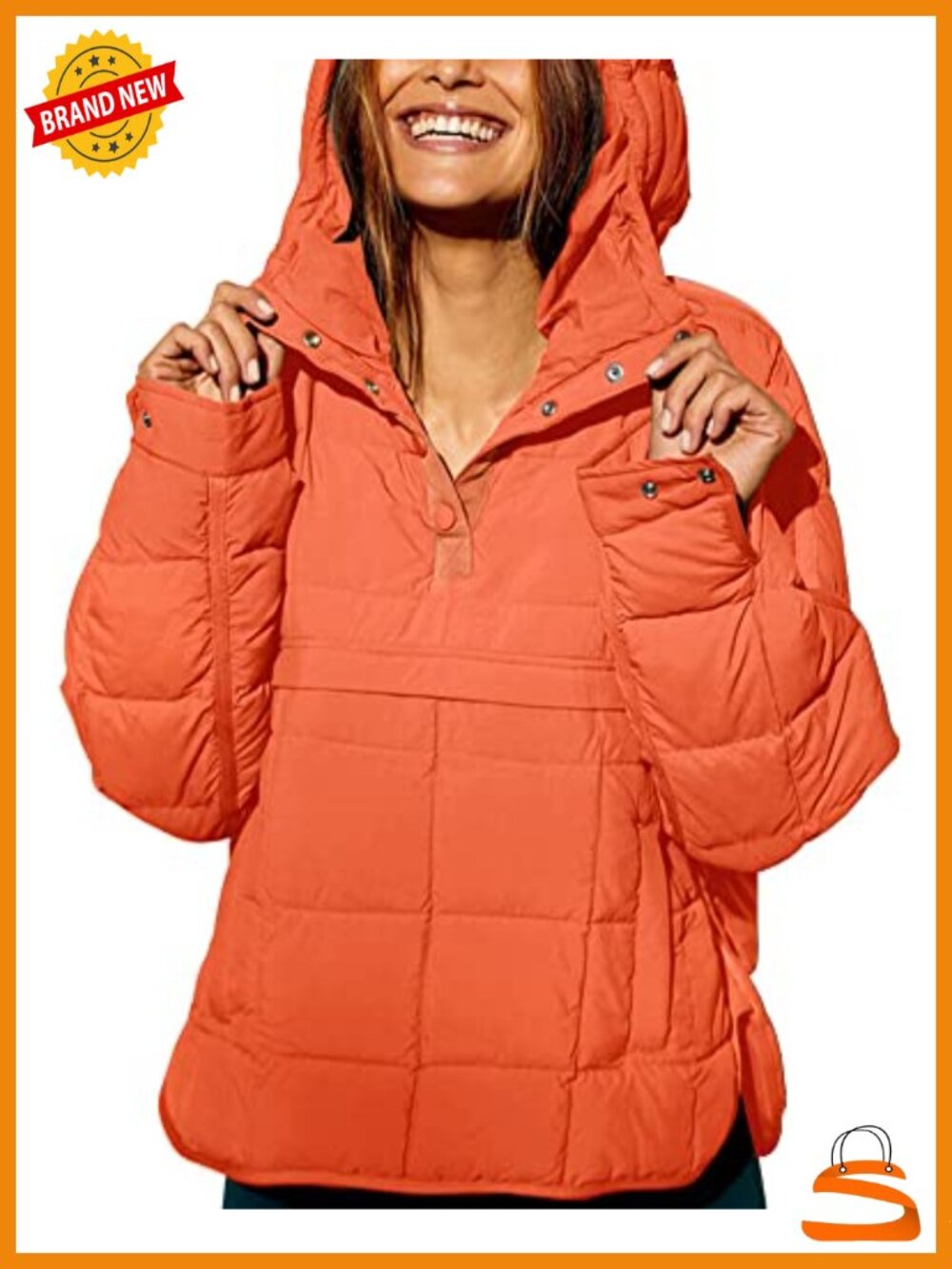 Women's Quilted Pullover Puffer Jacket Hooded Oversize Winter Coat